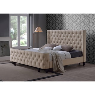 LuXeo Malibu King Size Tufted Palazzo Mist Khaki Fabric Upholstered Bed ...