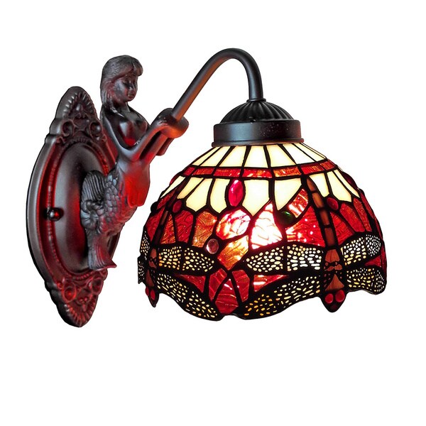 Amora Lighting Tiffany Style Dragonfly Wall Sconce