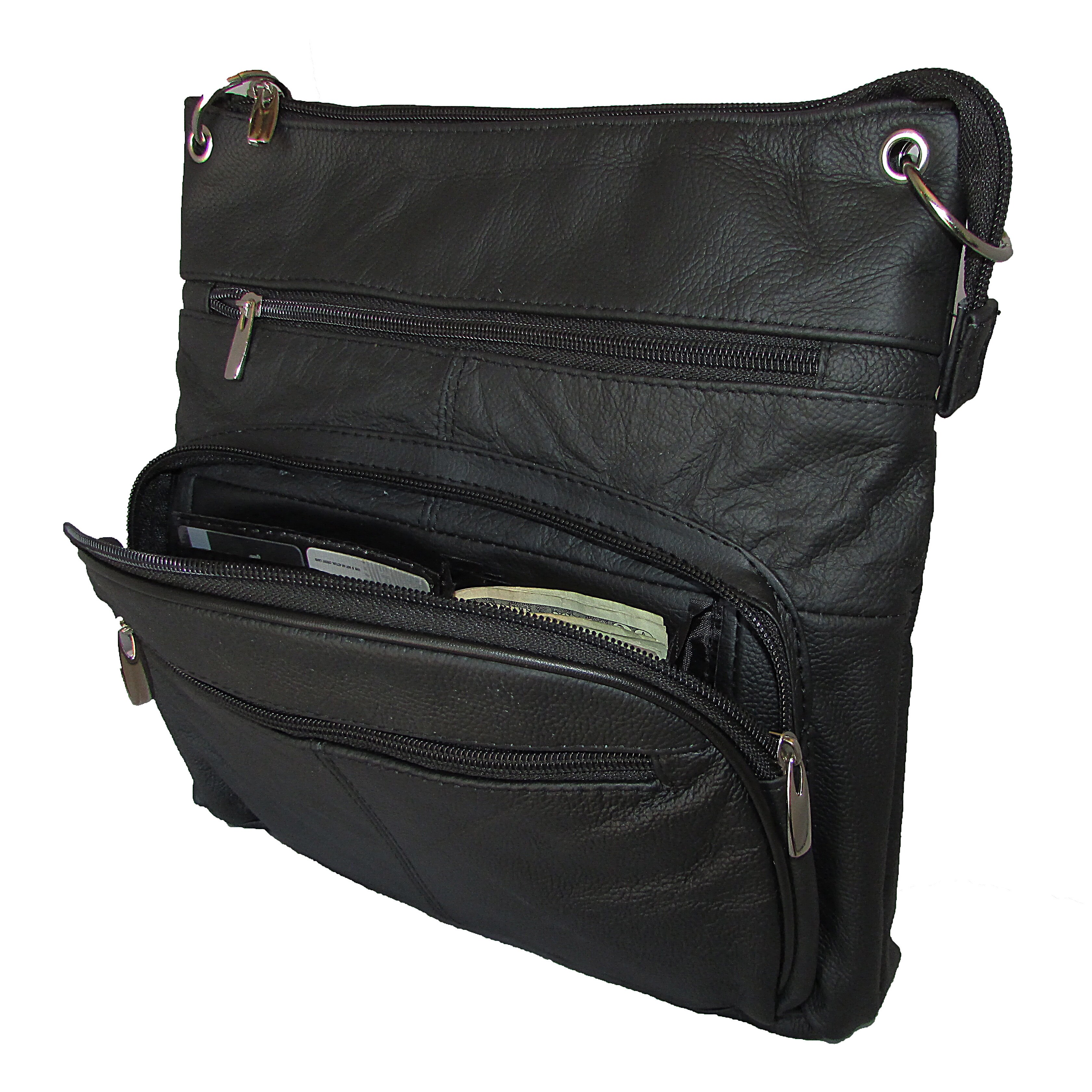 large black leather crossbody bag