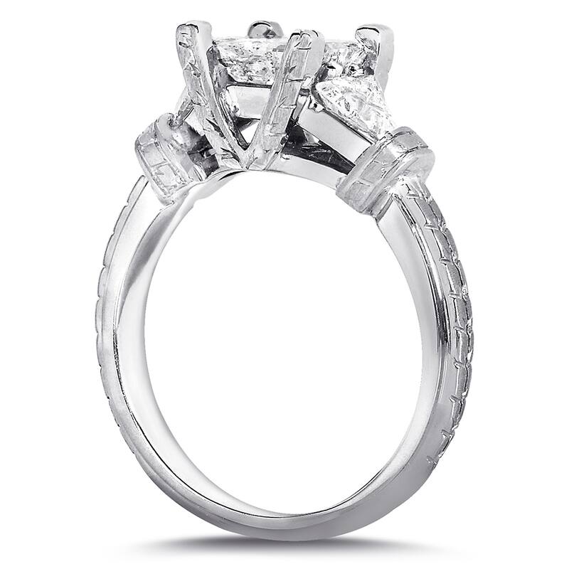 Annello by Kobelli 14k White Gold 1 3/4ct TDW Certified Princess and Triangular Diamond Vintage Engagement Ring
