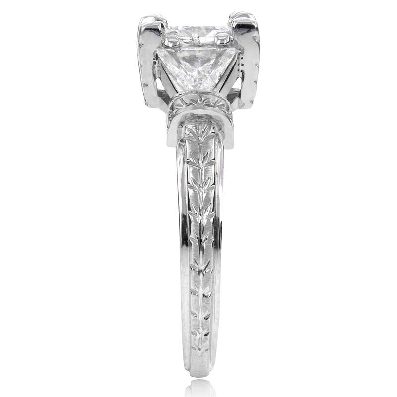Annello by Kobelli 14k White Gold 1 3/4ct TDW Certified Princess and Triangular Diamond Vintage Engagement Ring