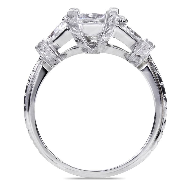 Annello by Kobelli 14k White Gold 1 3/4ct TDW Certified Princess and Triangular Diamond Vintage Engagement Ring