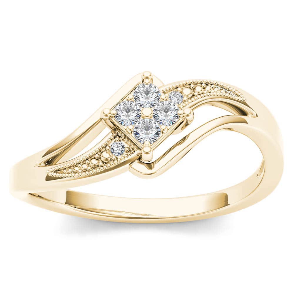 De Couer 10k Yellow Gold 1/10ct TDW Diamond Bypass Engagement Ring