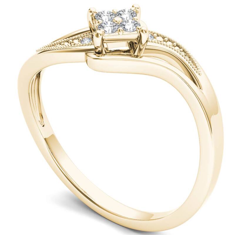 De Couer 10k Yellow Gold 1/10ct TDW Diamond Bypass Engagement Ring