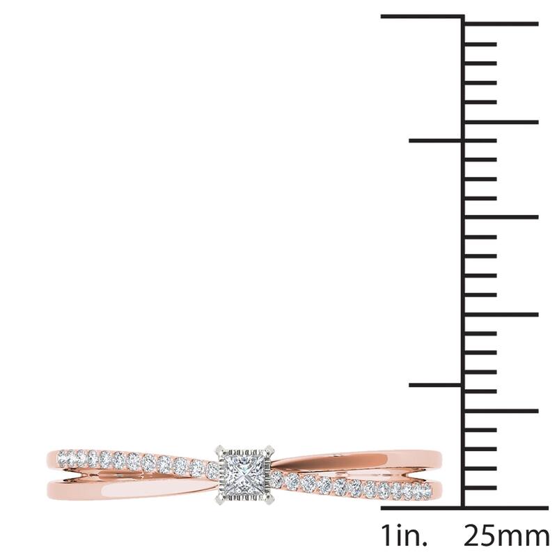 De Couer 10k Rose Gold 1/8ct TDW Diamond Split-Shank Engagement Ring - Pink