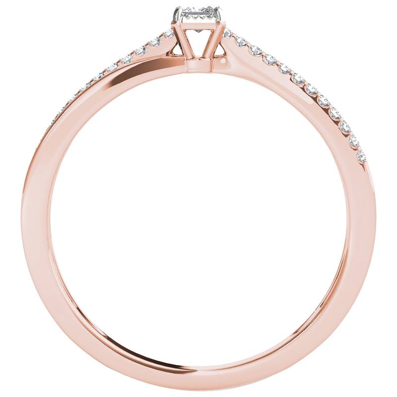 De Couer 10k Rose Gold 1/8ct TDW Diamond Split-Shank Engagement Ring - Pink