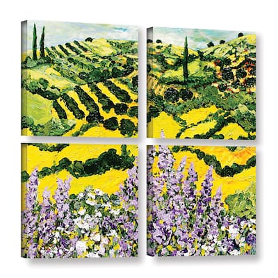 ArtWall Allan Friedlander 'Down The Hill' 4 Piece Gallery-wrapped Canvas Square Set