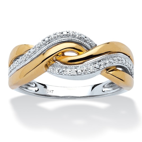 PalmBeach 10k Yellow Gold Diamond Accent Crossover Two tone Wedding