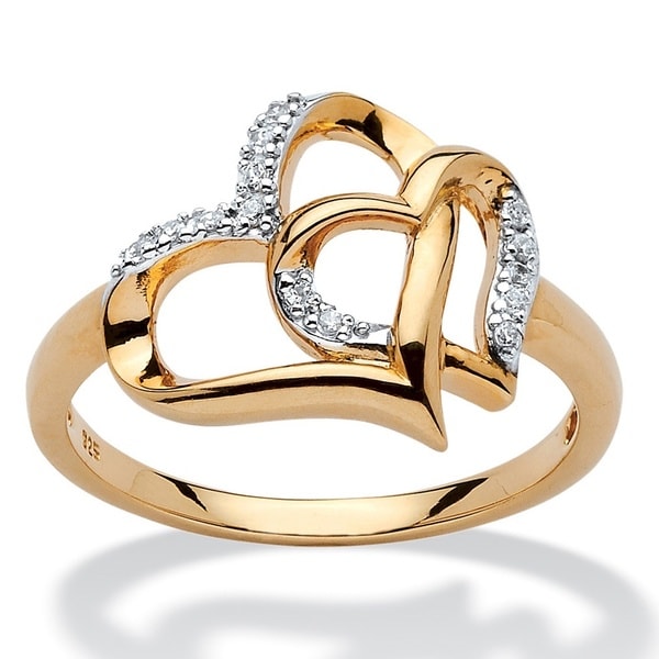 Shop 18k Yellow Gold over Sterling Silver Diamond Accent Interlocking ...