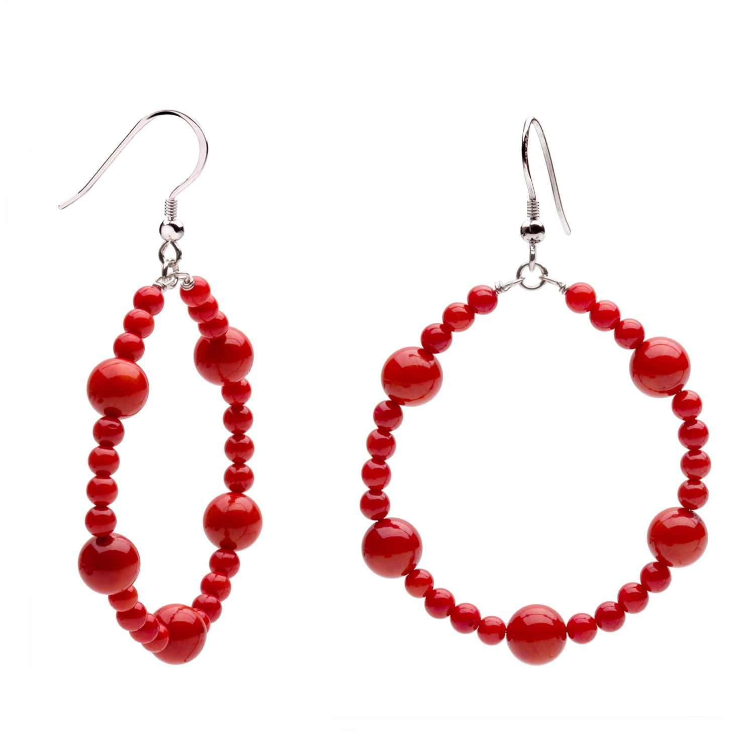 red coral bead earrings