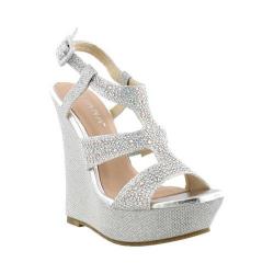 Celeste Women's 'Marisa-03' Silver Jeweled Wedge Sandals - 14285382 ...