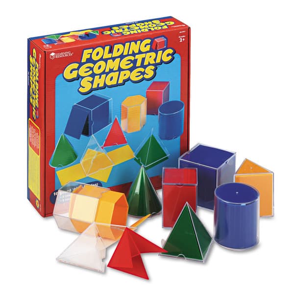 slide 1 of 1, Learning Resources Folding Geometric Shapes (Includes 8 Transparent Shapes and 8 Folding Nets)