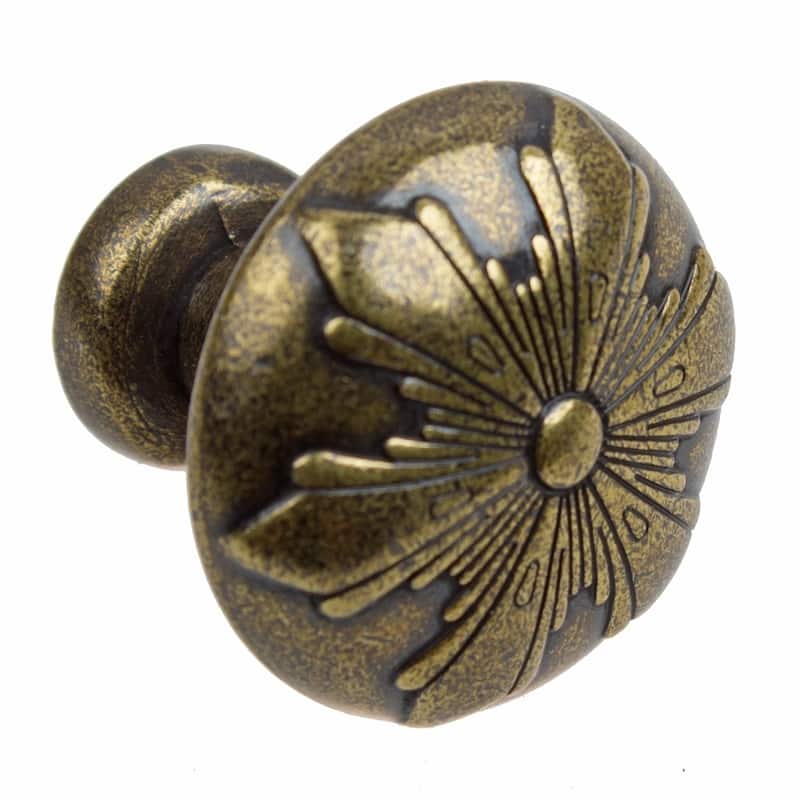 GlideRite 1.125-inch Antique Brass Round Snowflake Cabinet Knob (Pack of 10 or 25)
