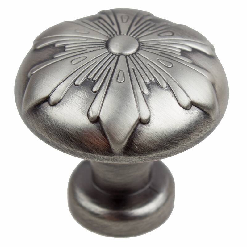 GlideRite 1.125-inch Satin Pewter Round Snowflake Cabinet Knob - 10