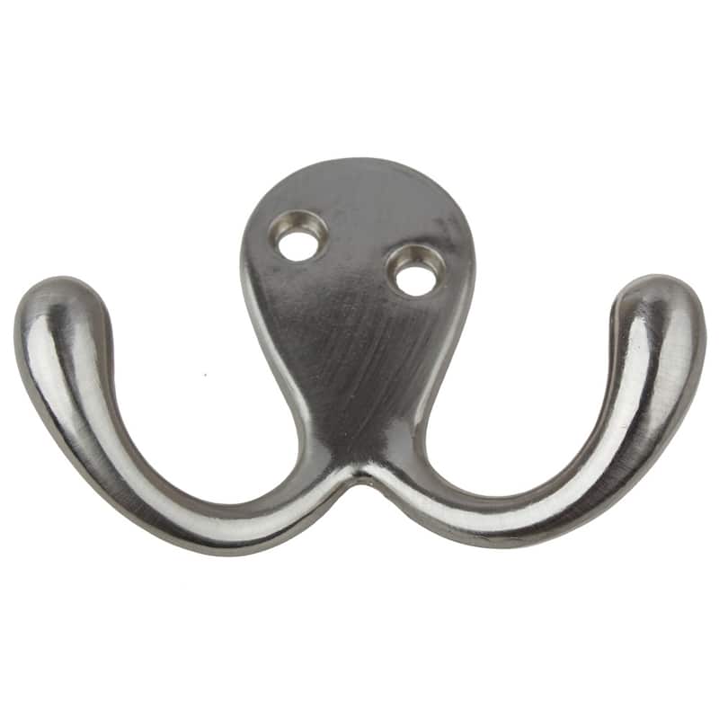 GlideRite Satin Nickel Octopus Double Hook (Pack of 10 or 25) - Satin Nickel - Pack of 10