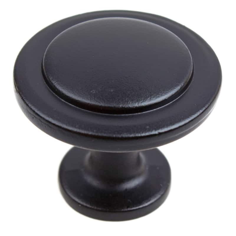 GlideRite 1.25-inch Matte Black Classic Round Ring Cabinet Knob (Pack of 10 or 25) - 25 Pack
