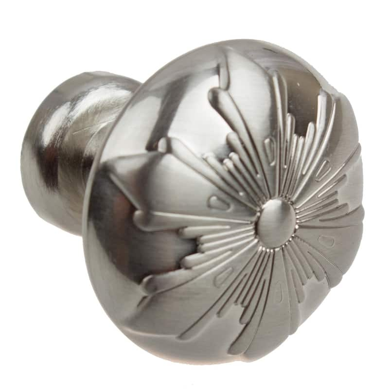 GlideRite 1.125-inch Satin Nickel Round Snowflake Cabinet Knob (Pack of 10 or 25)