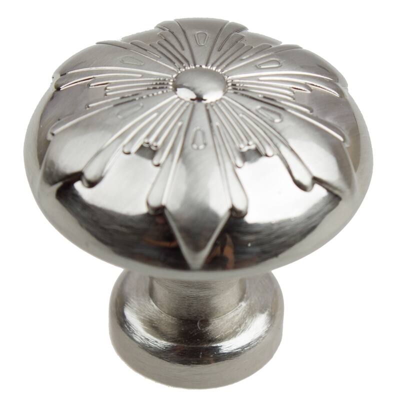 GlideRite 1.125-inch Satin Nickel Round Snowflake Cabinet Knob (Pack of 10 or 25) - Satin Nickel - Pack of 10