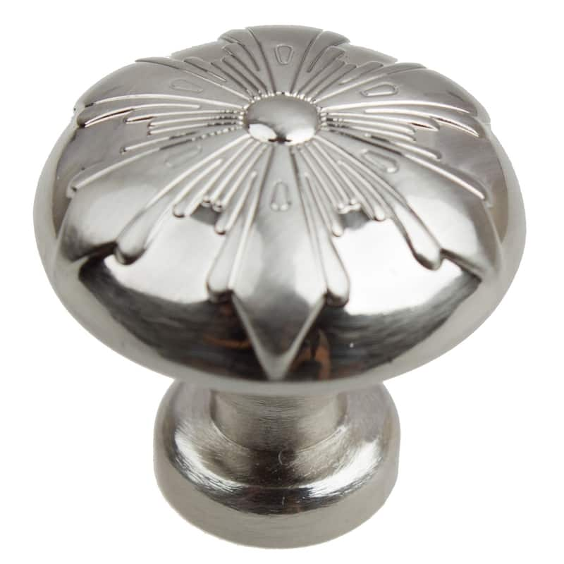 GlideRite 1.125-inch Satin Nickel Round Snowflake Cabinet Knob (Pack of 10 or 25) - Satin Nickel - Pack of 25