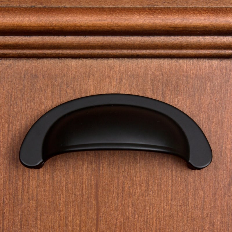 GlideRite 2.5-inch CC Matte Black Small Cabinet Bin Cup Pull (Pack of 10 or 25)