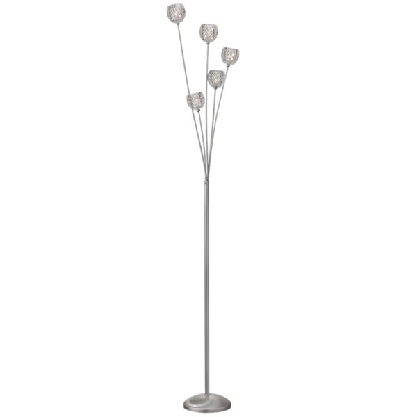 Dainolite 5-light Crystal Floor Lamp in Satin Chrome Finish
