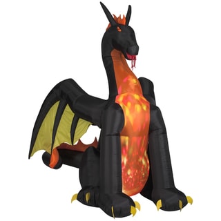 Gemmy Airblown Inflatable Animated Dragon Lighted Red Yellow Halloween 