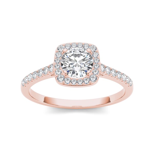 De Couer 14k Rose Gold 3/4ct TDW Diamond Halo Engagement ...