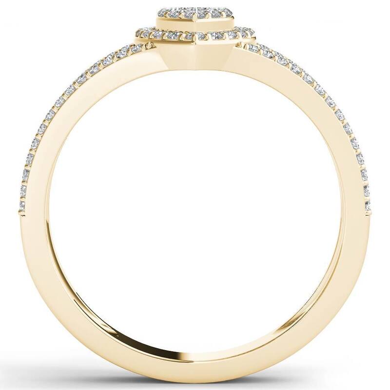 De Couer 10k Yellow Gold 1/2ct TDW Diamond Marquise-Framed Cluster Engagement Ring