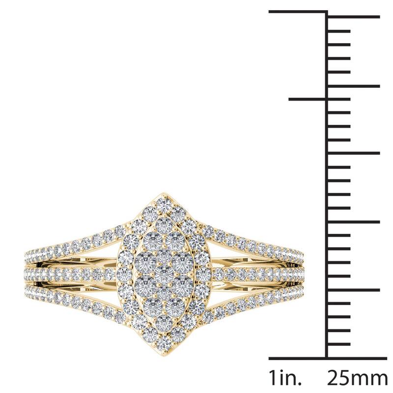 De Couer 10k Yellow Gold 1/2ct TDW Diamond Marquise-Framed Cluster Engagement Ring
