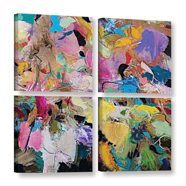 Multicolored Abstract Painting 4 Square Multi Panel Canvas