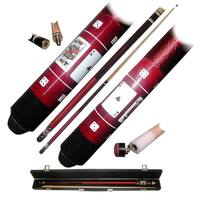 Royal Flush 2 Piece Billiard Cue Stick with Case, Red