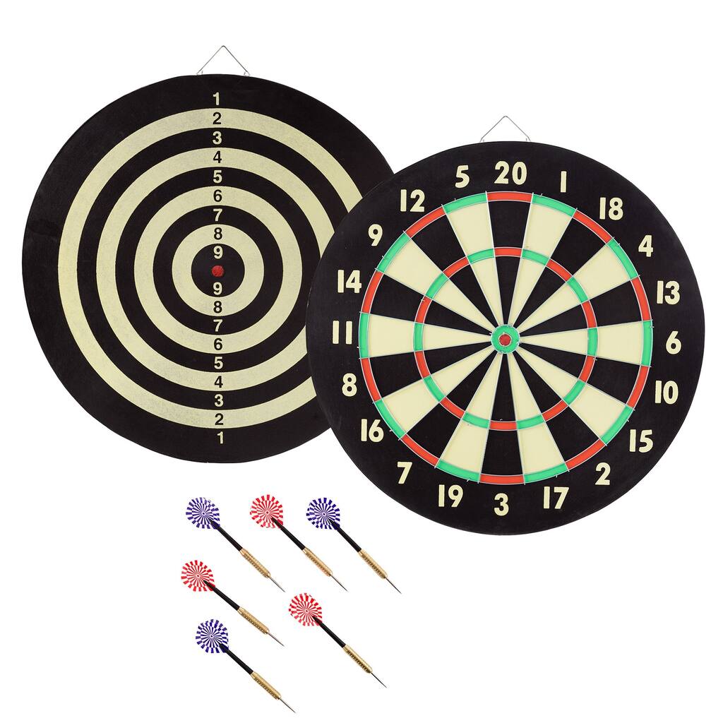 Game Room Dart Set with 6 Darts and Board by Trademark Gameroom - Black