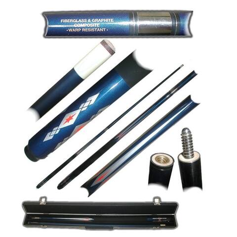 Fiberglass Blue Diamond Star Billiard Cue Stick by Trademark Gameroom - Black/Blue