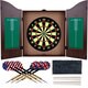Trademark Gameroom Realistic Walnut Finish Dartboard Cabinet Set - Thumbnail 0