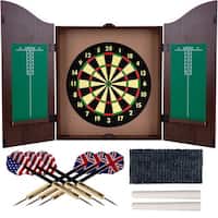 Trademark Gameroom Realistic Walnut Finish Dartboard Cabinet Set