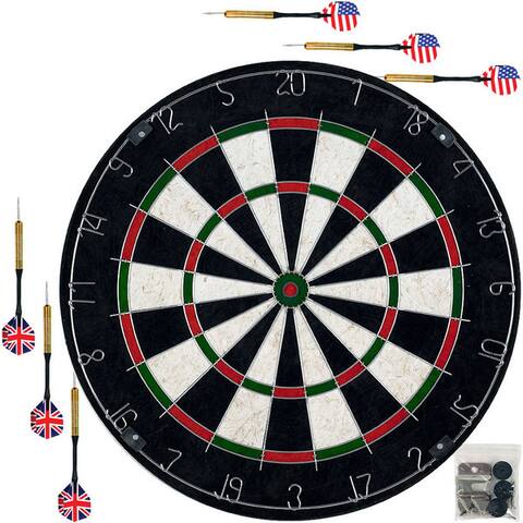 Bristle Dart Board with Metal Wire Spider Regulation Size Tournament Set 6-17 Gram Steel Tip Darts Trademark Games