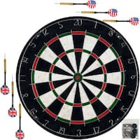 Bristle Dart Board with Metal Wire Spider Regulation Size Tournament Set 6-17 Gram Steel Tip Darts Trademark Games