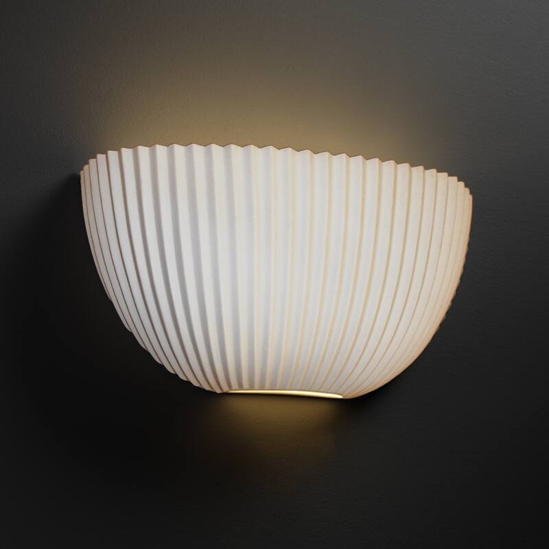 Copper Grove Oosterhout ADA Quarter-sphere Wall Sconce with Pleated Porcelain Shade - Pleats