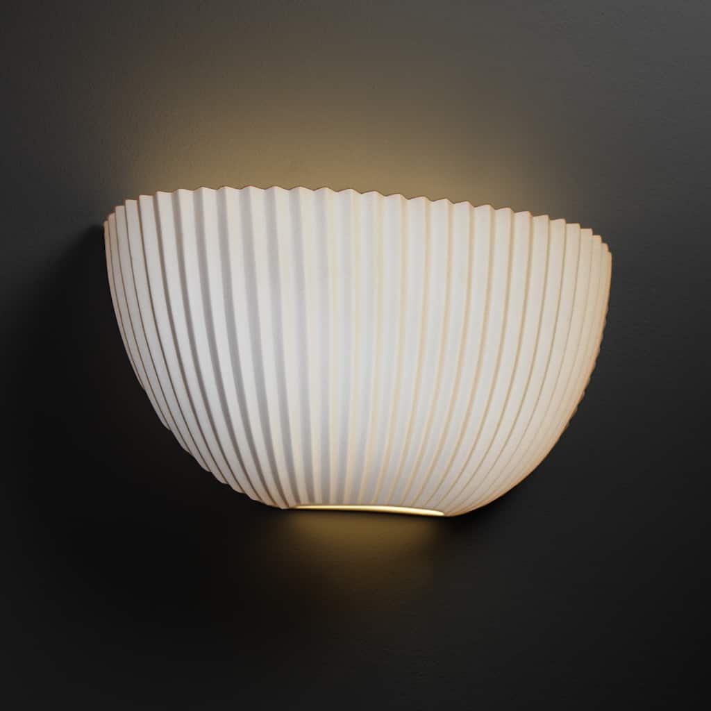 Copper Grove Oosterhout ADA Quarter-sphere Wall Sconce with Pleated Porcelain Shade