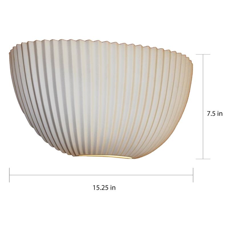 Copper Grove Oosterhout ADA Quarter-sphere Wall Sconce with Pleated Porcelain Shade