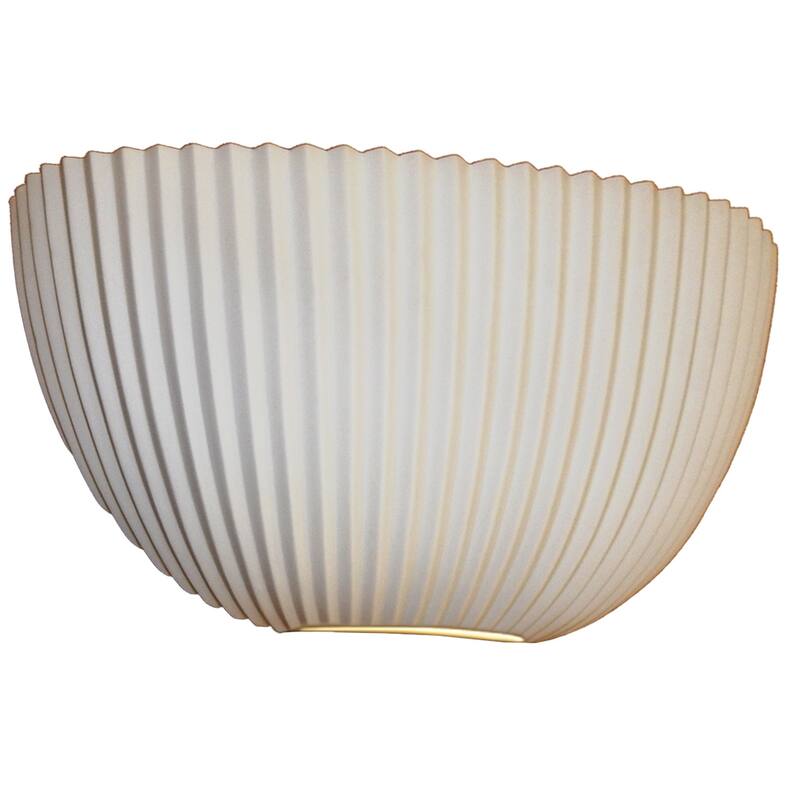 Copper Grove Oosterhout ADA Quarter-sphere Wall Sconce with Pleated Porcelain Shade