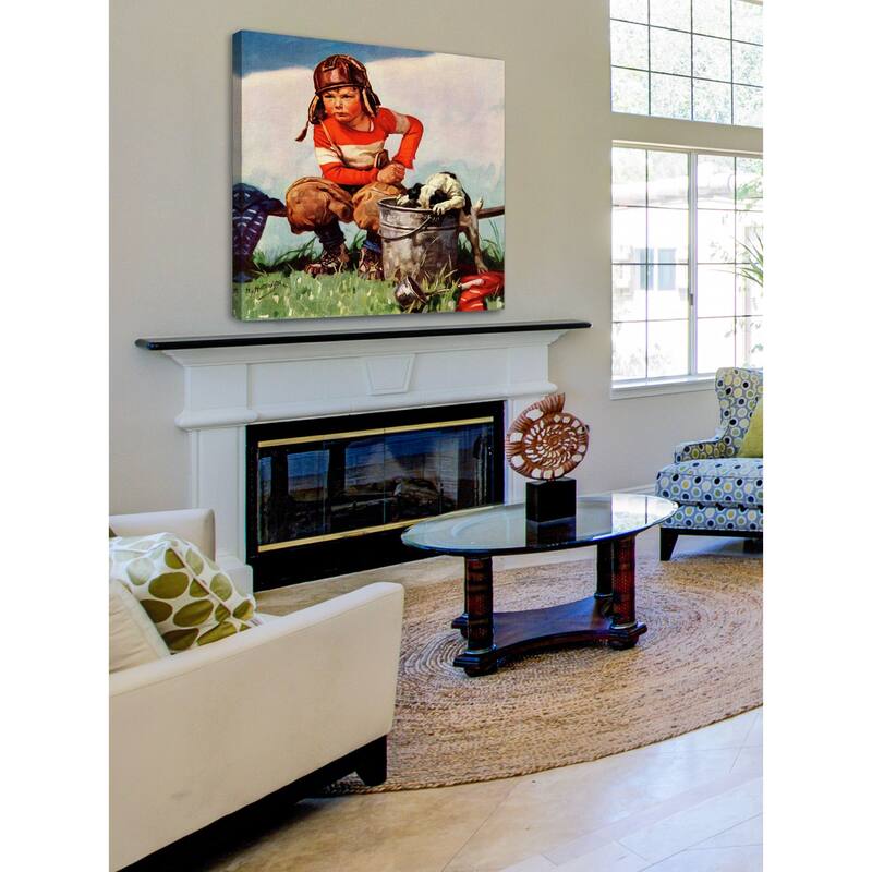 Marmont Hill - "Water Boy and Dog" by Henry Hintermeister Painting Print on Canvas - Multi-Color