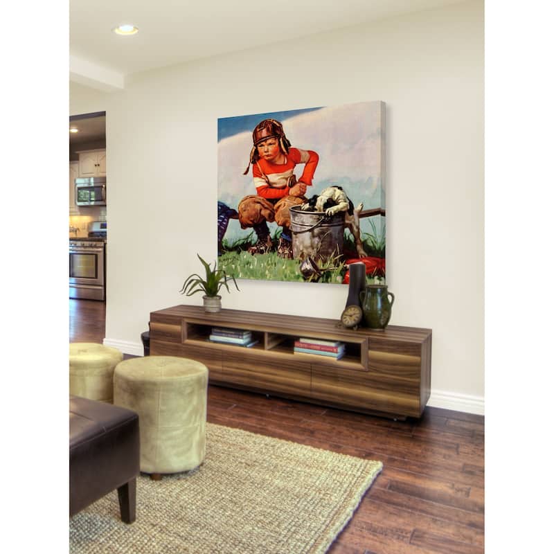 Marmont Hill - "Water Boy and Dog" by Henry Hintermeister Painting Print on Canvas - Multi-Color