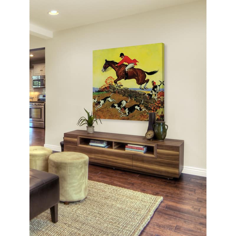 Marmont Hill - "Fox Hunter" by Robert Keareote Painting Print on Canvas - Multi-Color