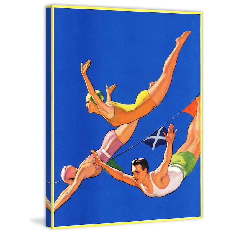 Marmont Hill - "Diving Women and Man" by John Newton Howitt Painting Print on Canvas - Multi-Color