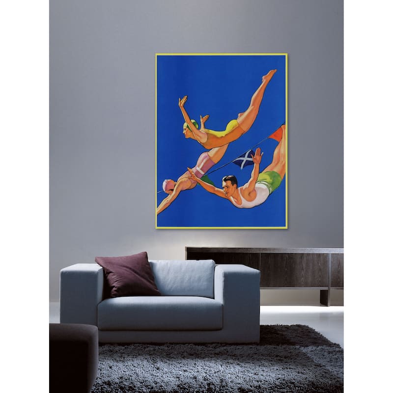 Marmont Hill - "Diving Women and Man" by John Newton Howitt Painting Print on Canvas - Multi-Color
