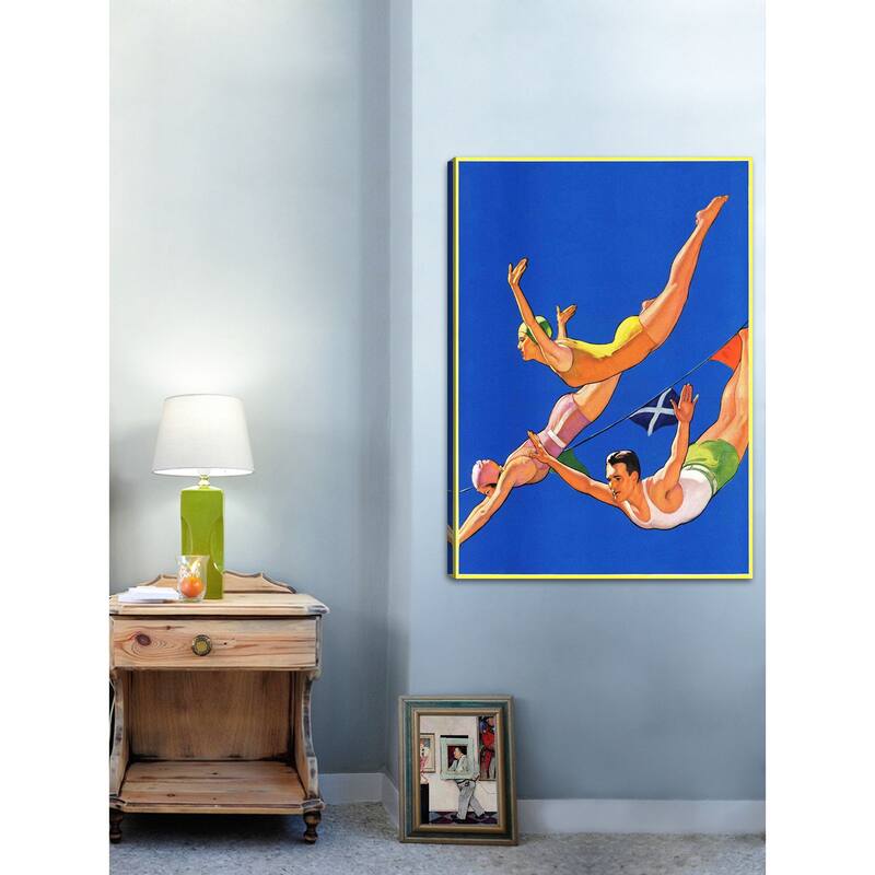 Marmont Hill - "Diving Women and Man" by John Newton Howitt Painting Print on Canvas - Multi-Color