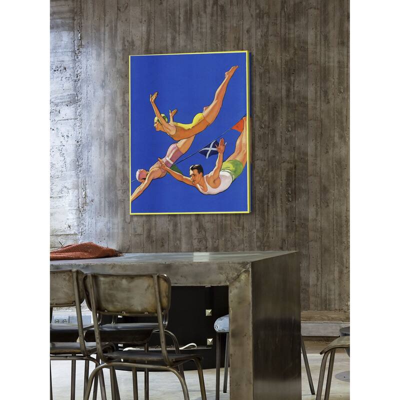 Marmont Hill - "Diving Women and Man" by John Newton Howitt Painting Print on Canvas - Multi-Color