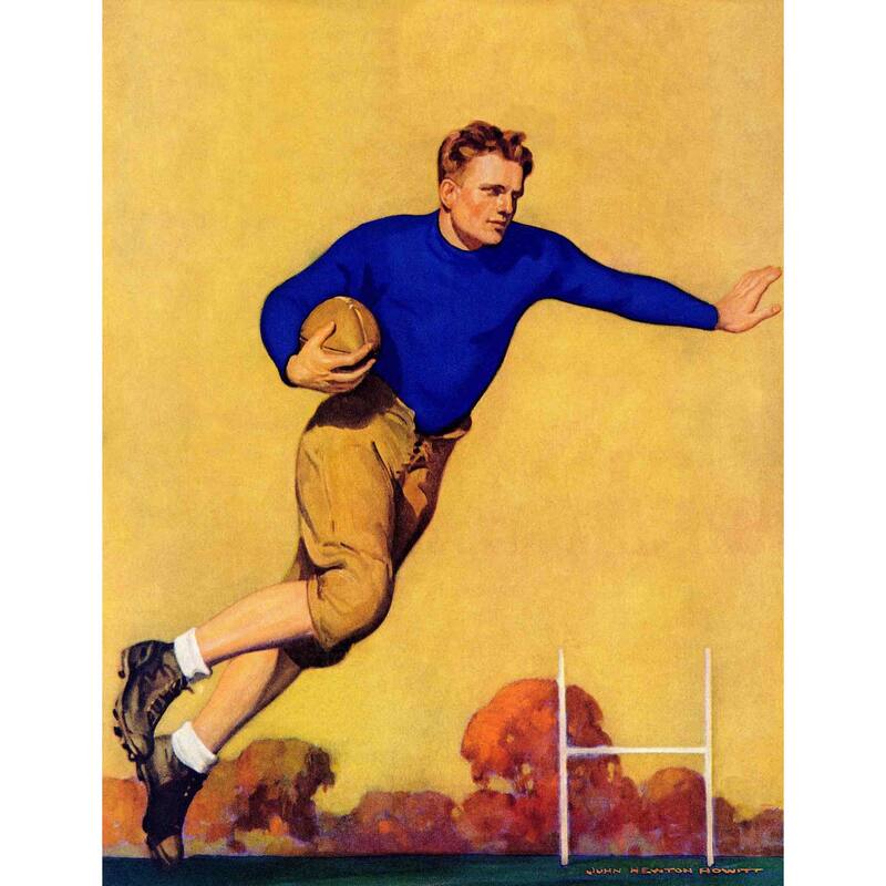 Marmont Hill - "Football Player" by John Newton Howitt Painting Print on Canvas - Multi-Color