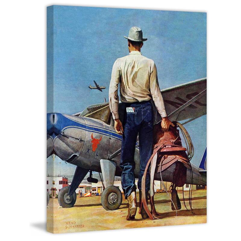 Marmont Hill - "Flying Cowboy" by Mead Schaeffer Painting Print on Canvas - Multi-Color